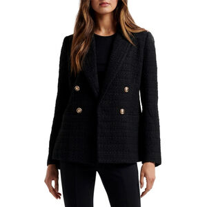 EVER NEW Jane Boucle Double Breasted Jacket Blazer Size 2 Black